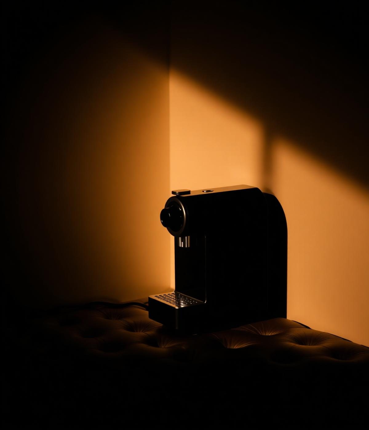 Bene Craft espresso machine, backlit silhouette